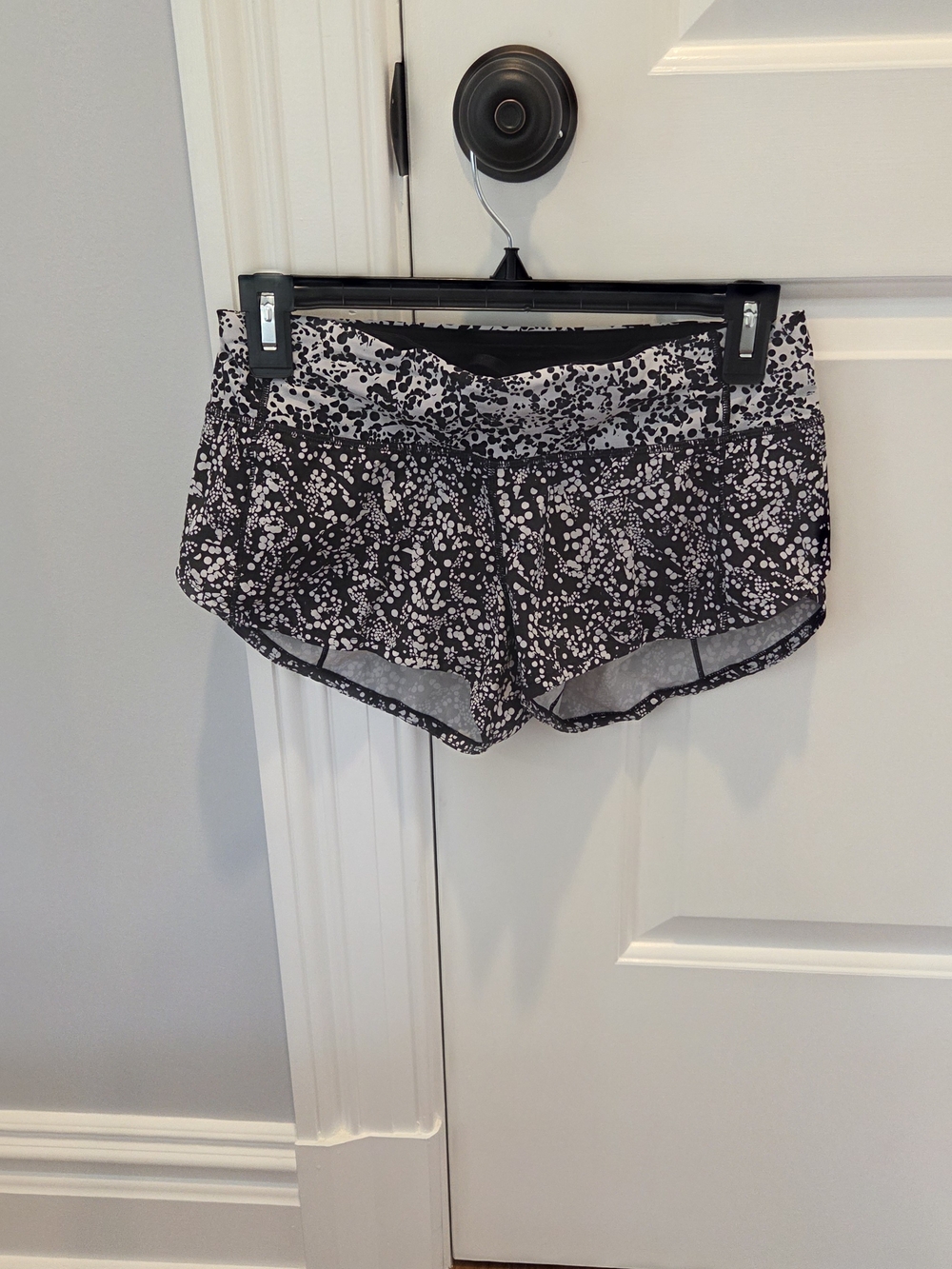 lululemon athletica Black and White Floral Print Athletic Shorts